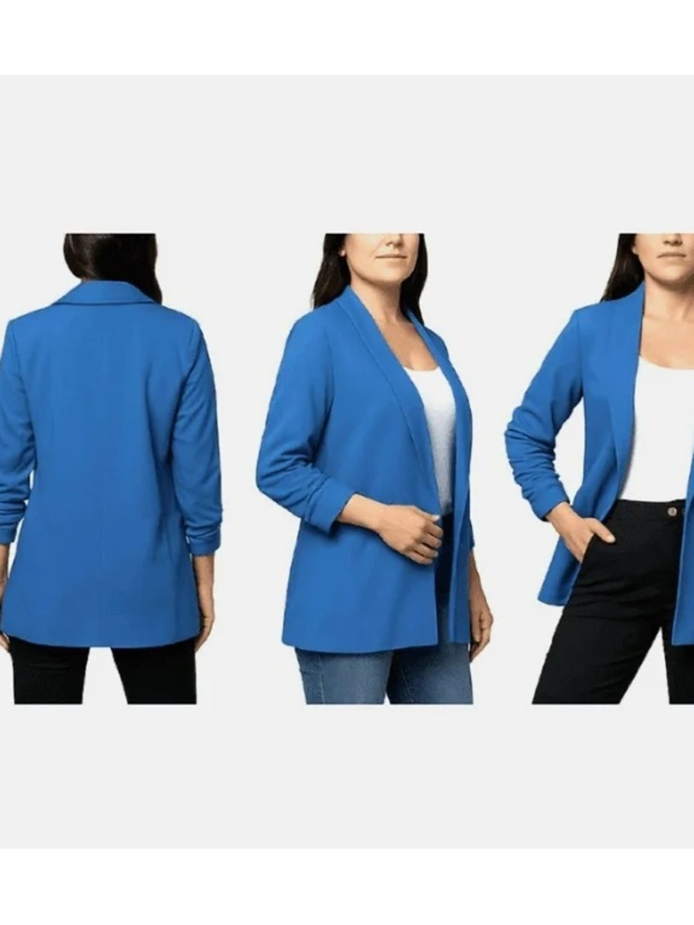 Women's Bright Blue Open-Front Blazer Jacket